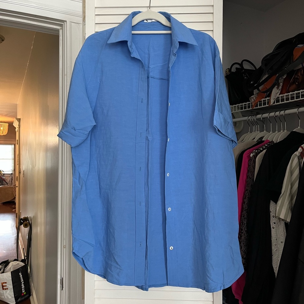 Uncle Studios Blue Long Button Down - image 1